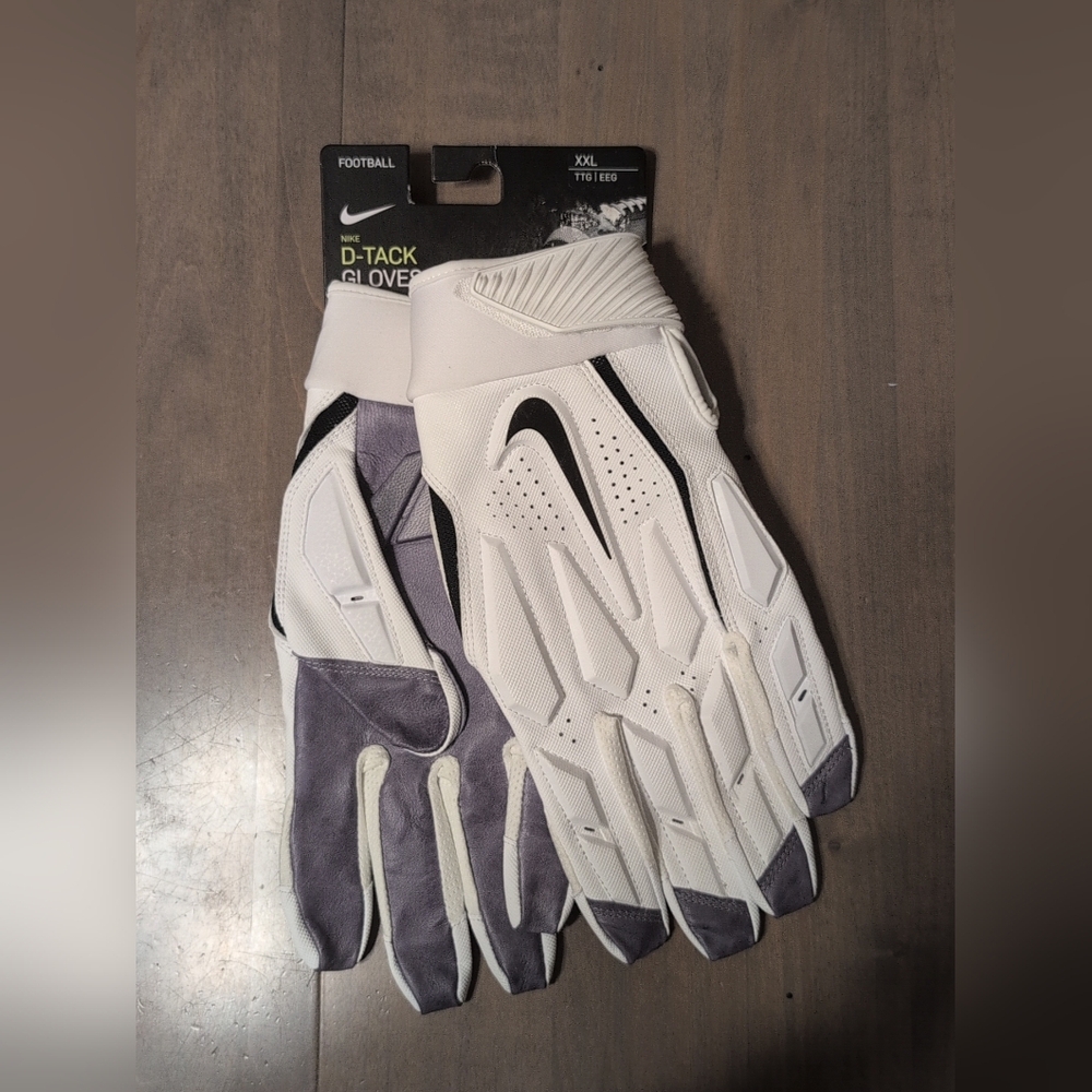 Nike D-Tack 6.0 Lineman NFL Football Gloves White/Gray PGF946-184 Size 2XL